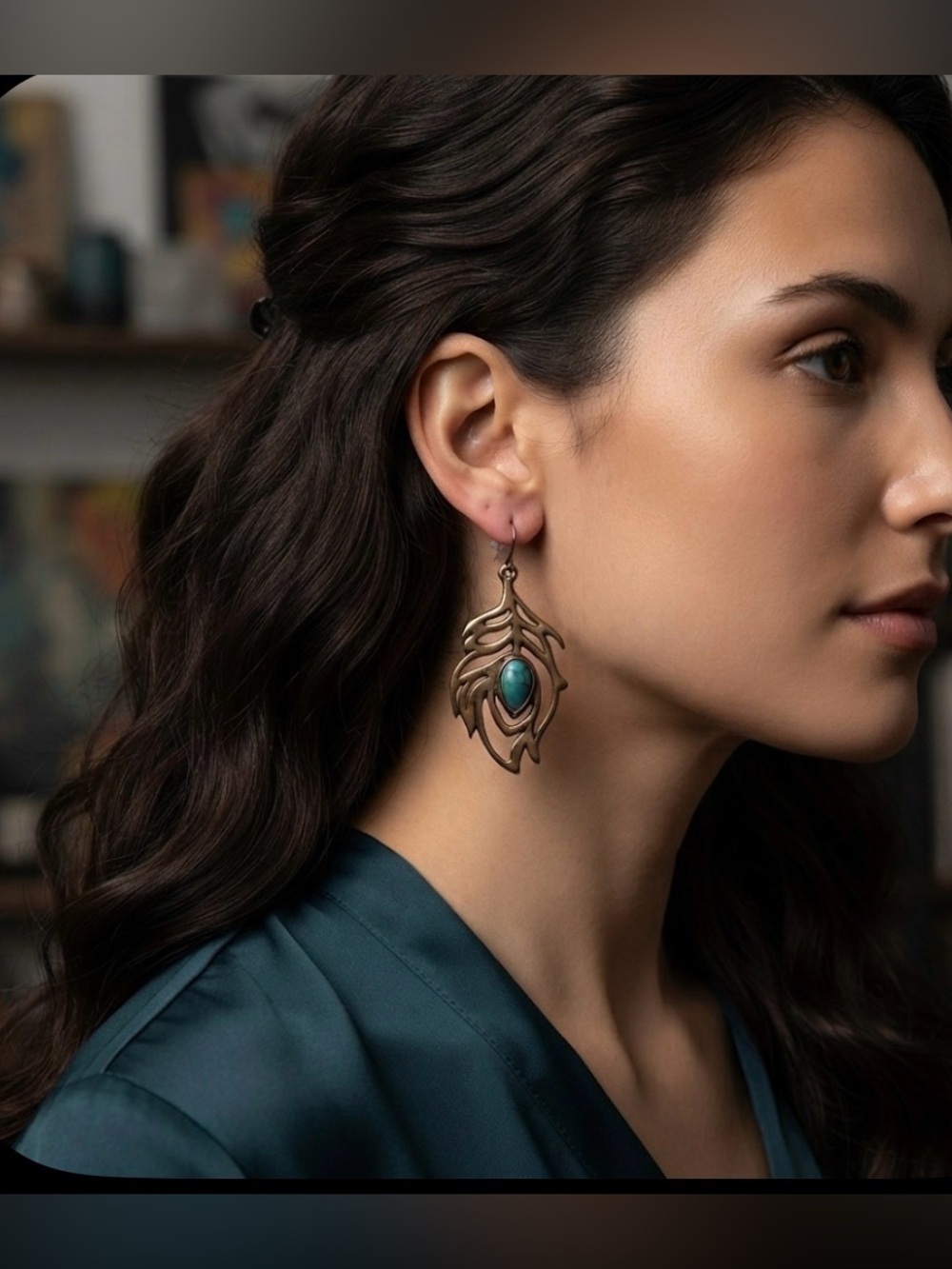 Vintage 925 handmade turquoise earrings